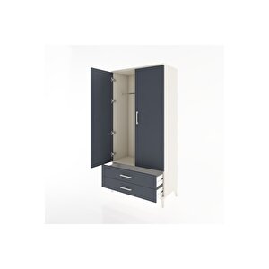 Hyperion Dolap Tek Raflı 2 Çekmeceli Tek Askılı 88x44x182 Aytaşı-antrasit