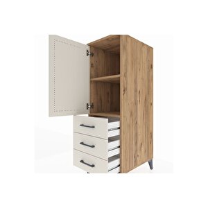 Kronos Dolap 2 Raflı 3 Çekmeceli Tek Kapaklı 44x59x134 Çam-aytaşı