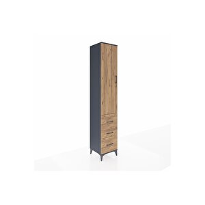 Hyperion Dolap 2 Raflı 3 Çekmeceli Tek Askılı 44x44x243 Antrasit-çam