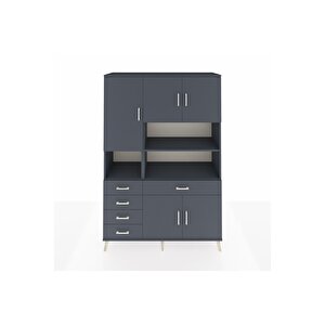 Hyperion Gardrop 9 Raflı 5 Çekmeceli 5 Kapaklı 132x44x195 Antrasit-antrasit