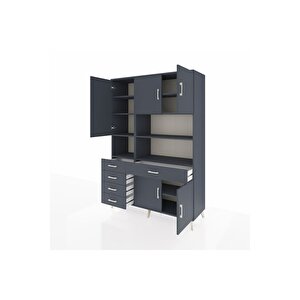 Hyperion Gardrop 9 Raflı 5 Çekmeceli 5 Kapaklı 132x44x195 Antrasit-antrasit