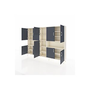 Arges Dolap 14 Raflı 10 Kapaklı 220x30x163 Aytaşı-antrasit/aytaşı