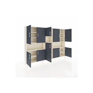 Arges Dolap 14 Raflı 10 Kapaklı 220x30x163 Aytaşı-antrasit/aytaşı