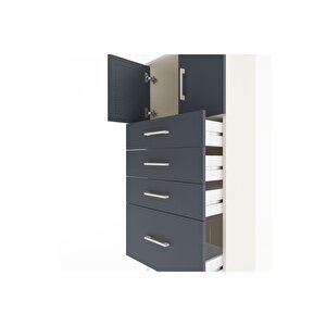 Arges Dolap Tek Raflı 4 Çekmeceli 2 Kapaklı 60x30x134 Aytaşı-antrasit