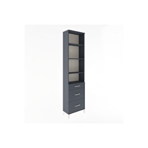 Arges Dolap 4 Raflı 3 Çekmeceli 60x30x243 Antrasit-antrasit