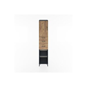 Hyperion Dolap 3 Raflı 3 Çekmeceli Tek Kapaklı 44x44x221 Antrasit-çam