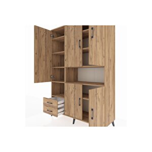 Hyperion Gardrop 10 Raflı 2 Çekmeceli 5 Kapaklı 132x44x195 Çam-çam