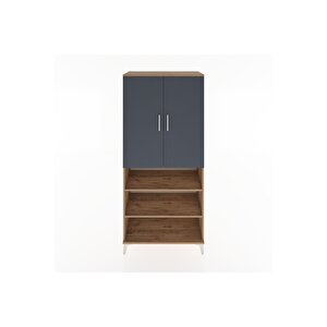 Hyperion Dolap 5 Raflı 2 Kapaklı 88x44x195 Çam-antrasit