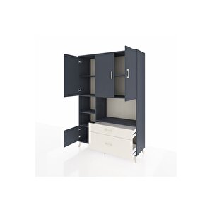 Hyperion Dolap 7 Raflı 2 Çekmeceli 5 Kapaklı 132x44x195 Antrasit-antrasit/aytaşı