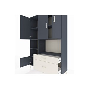 Hyperion Dolap 7 Raflı 2 Çekmeceli 5 Kapaklı 132x44x195 Antrasit-antrasit/aytaşı