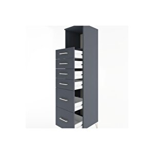 Hyperion Dolap Tek Raflı 6 Çekmeceli 44x44x182 Antrasit-antrasit