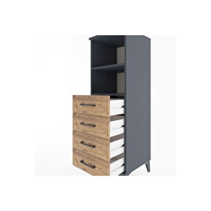 Hyperion Dolap 2 Raflı 4 Çekmeceli 44x44x134 Antrasit-çam