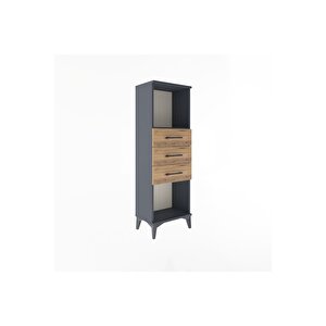 Arges Dolap Tek Raflı 3 Çekmeceli 44x30x134 Antrasit-çam