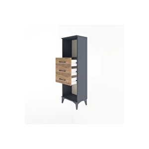 Arges Dolap Tek Raflı 3 Çekmeceli 44x30x134 Antrasit-çam
