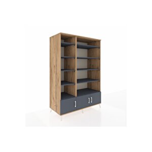 Kronos Dolap 10 Raflı 3 Kapaklı 132x59x195 Çam-antrasit/antrasit