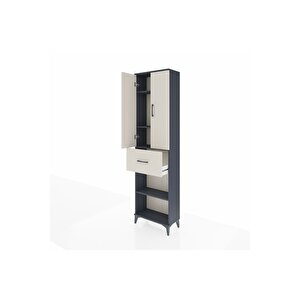 Arges Dolap 4 Raflı Tek Çekmeceli 2 Kapaklı 60x30x221 Antrasit-aytaşı