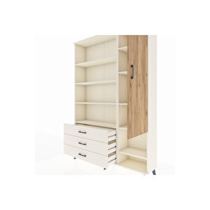 Arges Dolap 9 Raflı 3 Çekmeceli Tek Kapaklı  132x30x195 Aytaşı-çam/aytaşı