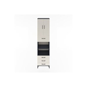Hyperion Dolap 4 Raflı 4 Çekmeceli 2 Kapaklı 60x44x243 Antrasit-aytaşı