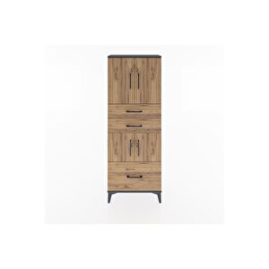 Arges Dolap 3 Raflı 3 Çekmeceli 4 Kapaklı 60x30x163 Antrasit-çam