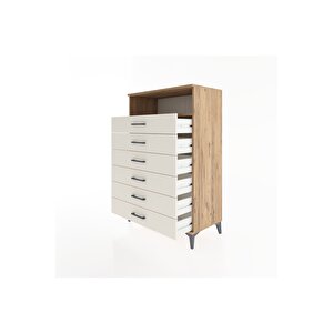 Hyperion Dolap Tek Raflı 6 Çekmeceli 88x44x134 Çam-aytaşı