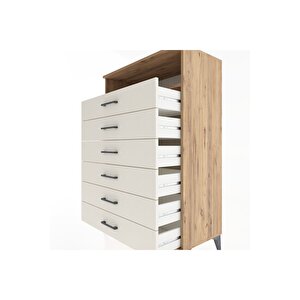 Hyperion Dolap Tek Raflı 6 Çekmeceli 88x44x134 Çam-aytaşı