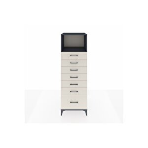 Kronos Dolap Tek Raflı 7 Çekmeceli 60x59x182 Antrasit-aytaşı