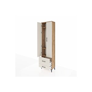 Arges Dolap 3 Raflı 2 Çekmeceli Tek Askılı 60x30x221 Çam-aytaşı