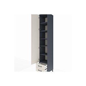 Hyperion Dolap 6 Raflı 2 Çekmeceli Tek Kapaklı 44x44x243 Antrasit-aytaşı