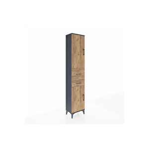 Arges Dolap 4 Raflı 2 Çekmeceli 2 Kapaklı 44x30x221 Antrasit-çam