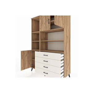 Hyperion Dolap 8 Raflı 4 Çekmeceli 3 Kapaklı 132x44x195 Çam-çam/aytaşı