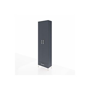 Arges Dolap 5 Raflı Tek Çekmeceli 2 Kapaklı 60x30x221 Antrasit-antrasit