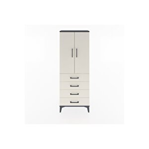 Arges Dolap Tek Raflı 4 Çekmeceli Tek Askılı 60x30x163 Antrasit-aytaşı