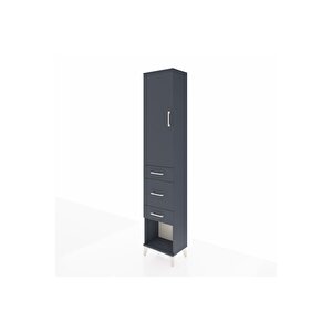 Arges Dolap 3 Raflı 3 Çekmeceli Tek Kapaklı 44x30x221 Antrasit-antrasit