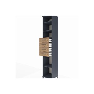 Hyperion Dolap 4 Raflı 4 Çekmeceli 44x44x243 Antrasit-çam