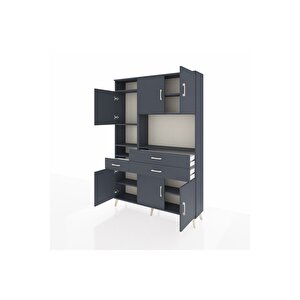 Arges Gardrop 9 Raflı 3 Çekmeceli 6 Kapaklı 132x30x195 Antrasit-antrasit