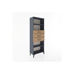 Arges Dolap 3 Raflı 3 Çekmeceli 60x30x163 Antrasit-çam