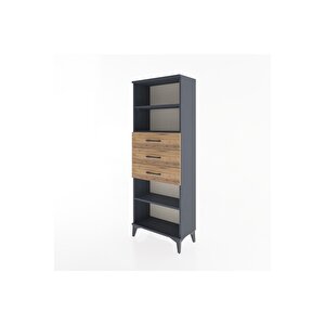 Arges Dolap 3 Raflı 3 Çekmeceli 60x30x163 Antrasit-çam