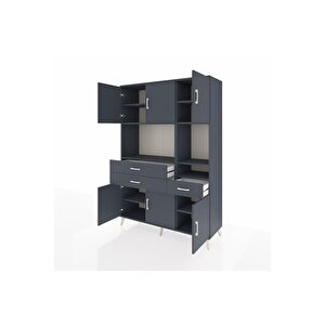 Hyperion Gardrop 9 Raflı 3 Çekmeceli 6 Kapaklı 132x44x195 Antrasit-antrasit