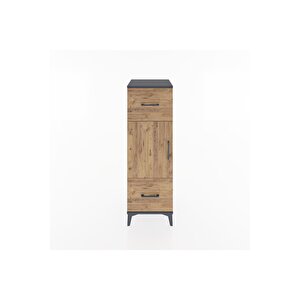 Hyperion Dolap 2 Raflı 2 Çekmeceli Tek Kapaklı 44x44x134 Antrasit-çam