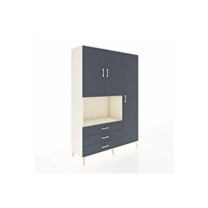 Hyperion Gardrop 7 Raflı 3 Çekmeceli 3 Kapaklı 132x44x195 Aytaşı-antrasit