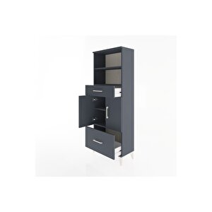 Arges Dolap 4 Raflı 2 Çekmeceli 2 Kapaklı 60x30x163 Antrasit-antrasit