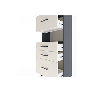 Arges Dolap Tek Raflı 4 Çekmeceli 60x30x134 Antrasit-aytaşı