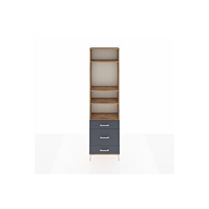 Arges Dolap 4 Raflı 3 Çekmeceli 60x30x221 Çam-antrasit