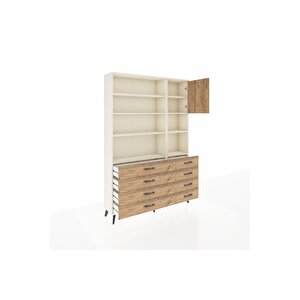 Arges Gardrop 8 Raflı 8 Çekmeceli Tek Kapaklı  132x30x195 Aytaşı-çam