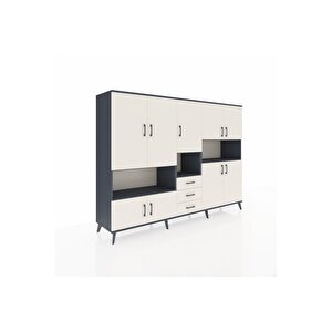 Hyperion Dolap 13 Raflı 3 Çekmeceli 9 Kapaklı 220x44x163 Antrasit-aytaşı