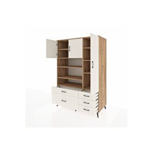 Kronos Dolap 9 Raflı 5 Çekmeceli 3 Kapaklı 132x59x195 Çam-aytaşı/aytaşı