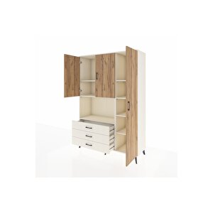 Hyperion Dolap 7 Raflı 3 Çekmeceli 3 Kapaklı 132x44x195 Aytaşı-çam/aytaşı