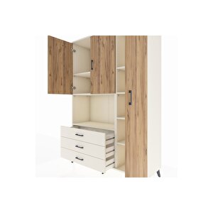 Hyperion Dolap 7 Raflı 3 Çekmeceli 3 Kapaklı 132x44x195 Aytaşı-çam/aytaşı