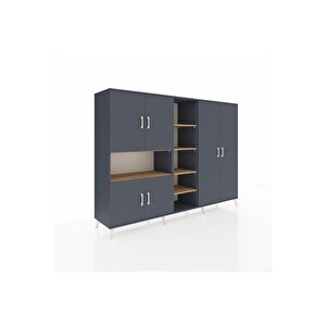 Hyperion Dolap 13 Raflı 6 Kapaklı 220x44x163 Antrasit-antrasit/çam