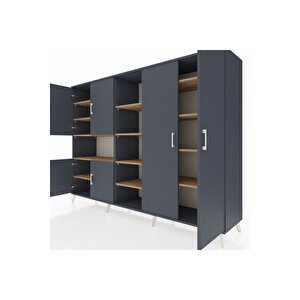 Hyperion Dolap 13 Raflı 6 Kapaklı 220x44x163 Antrasit-antrasit/çam